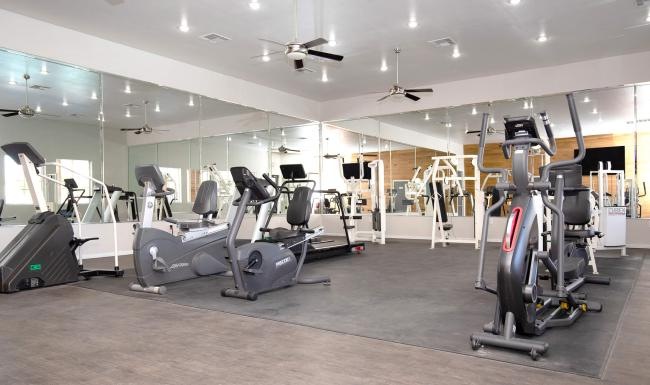 a gym with exercise equipment